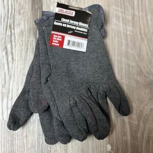 NWT Gray Lined Jersey Work Gloves Unisex One Size Warm Utility Yard Shop Gloves